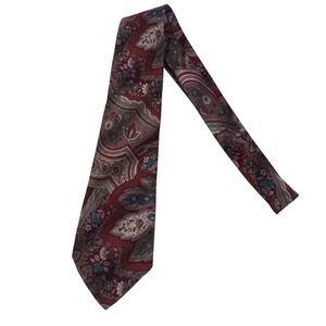 Executive  Collection Burgundy Paisley Floral Silk Blue  Necktie Men Accessory